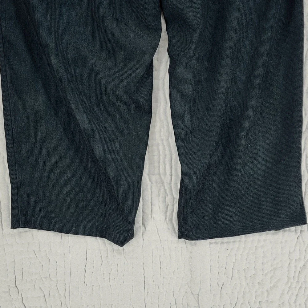 JUNY Wide Leg Baggy Corduroy Pant M 32x31 Men Black Pleated Velour Relaxed Retro